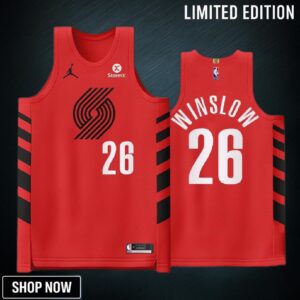 Portland Trail Blazers 26 Justise Winslow Red Jersey -23 Statement Edition