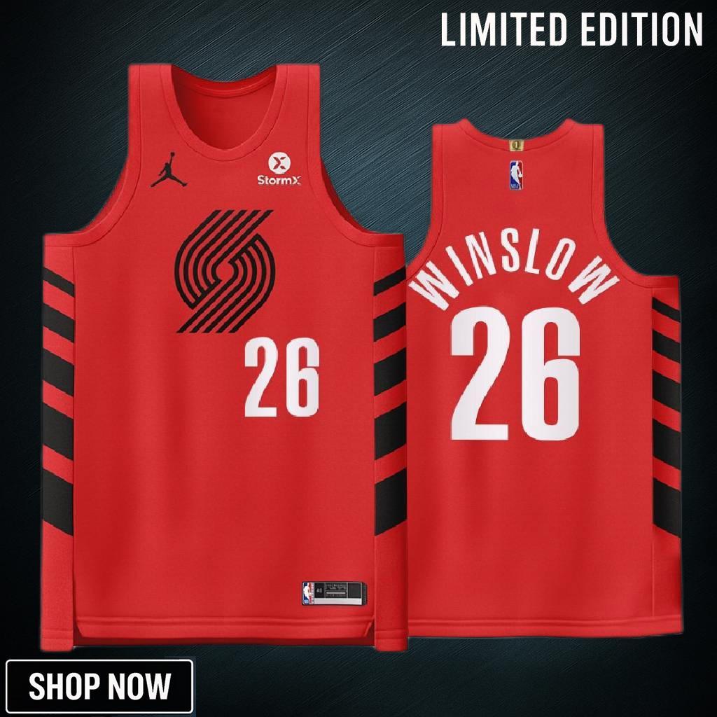 Portland Trail Blazers 26 Justise Winslow Red Jersey -23 Statement Edition
