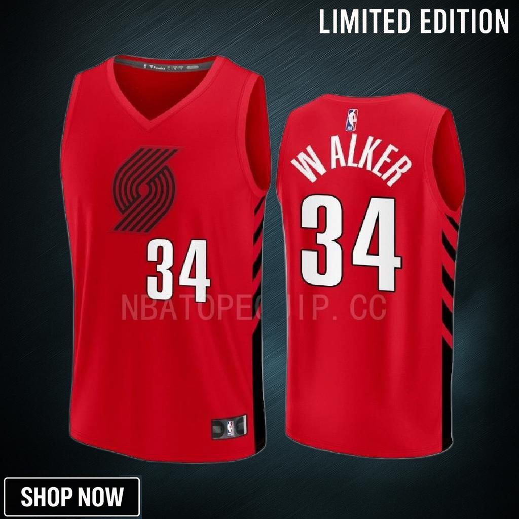 Portland Trail Blazers 34 Jabari Walker Statement Edition Men Jersey -23 Fast Break Player Red