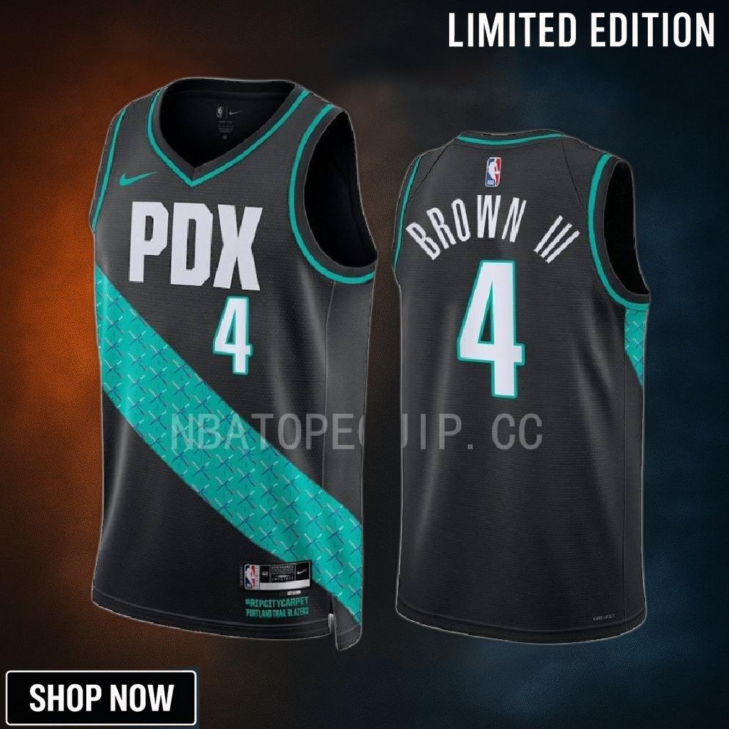 Portland Trail Blazers Greg Brown 3D 4 -23 City Edition Black Jersey Swingman