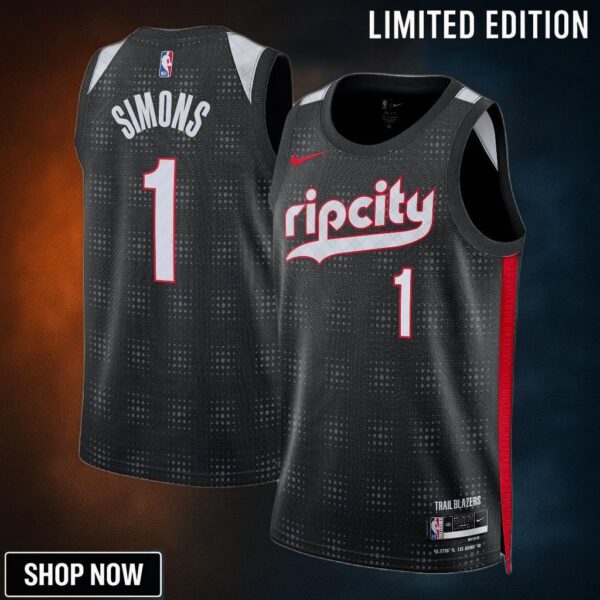Portland Trail Blazers Nike City Edition Swingman Jersey - Black Anfernee Simons Unisex