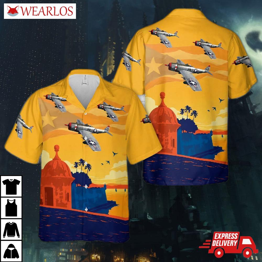 Puerto Rico Air National Guard P-47n Hawaiian Shirt