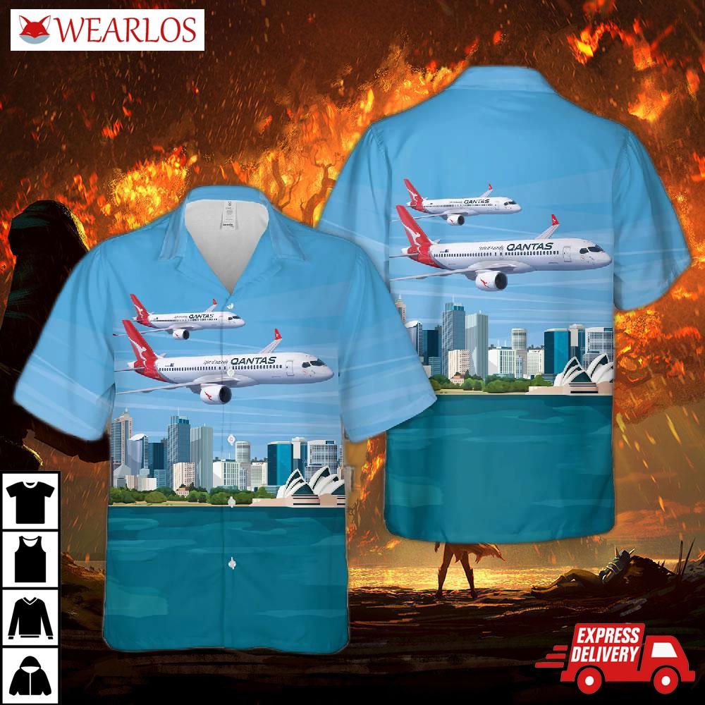 Qantas Airbus A220 Hawaiian Shirt