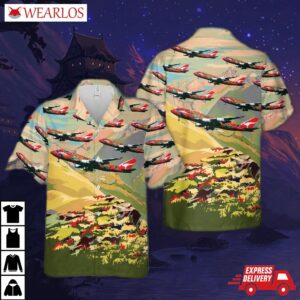 Qantas "wunala Dreaming" Boeing 747-438er Vh-oej Hawaiian Shirt