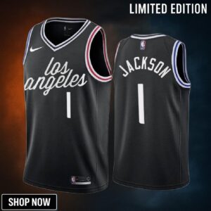 Reggie Jackson -23 Los Angeles Clippers Black 1 City Edition Jersey Cursive - Men
