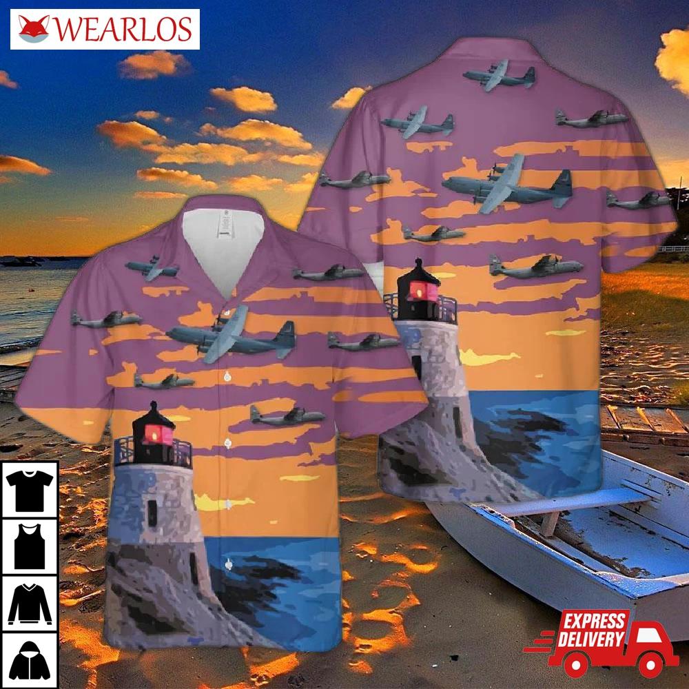 Rhode Island Air National Guard 143D Airlift Squadron Lockheed C-130j-30 Hercules Hawaiian Shirt
