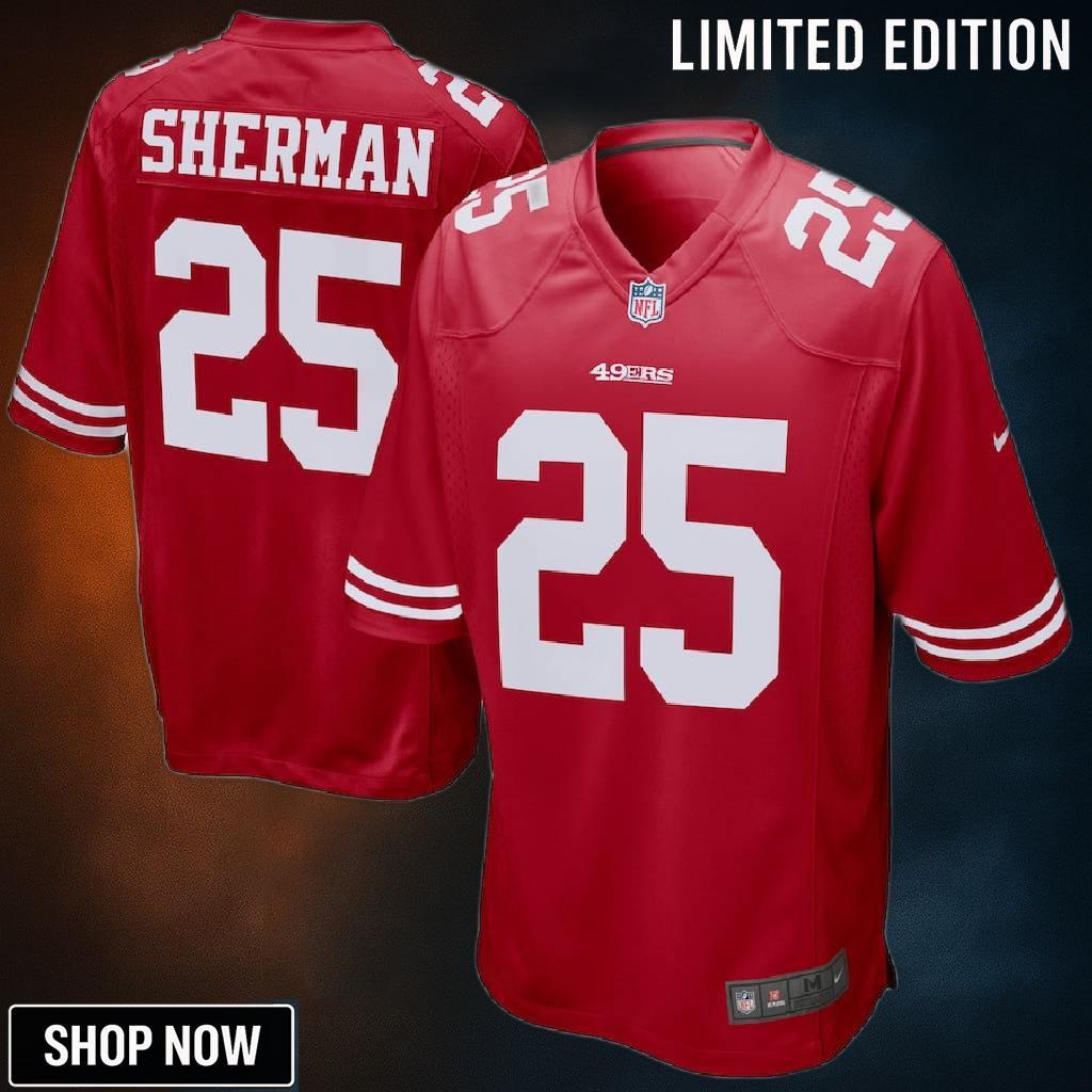 Richard Sherman 25 San Francisco 49ers Game Player Jersey - Scarlet