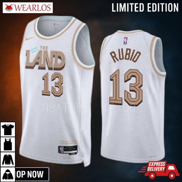 Ricky Rubio 13 -23 Cleveland Cavaliers White City Edition Jersey Swingman