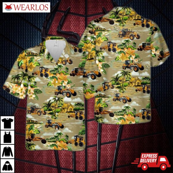 Road Construction Machine Motor Grader Hawaiian Shirt