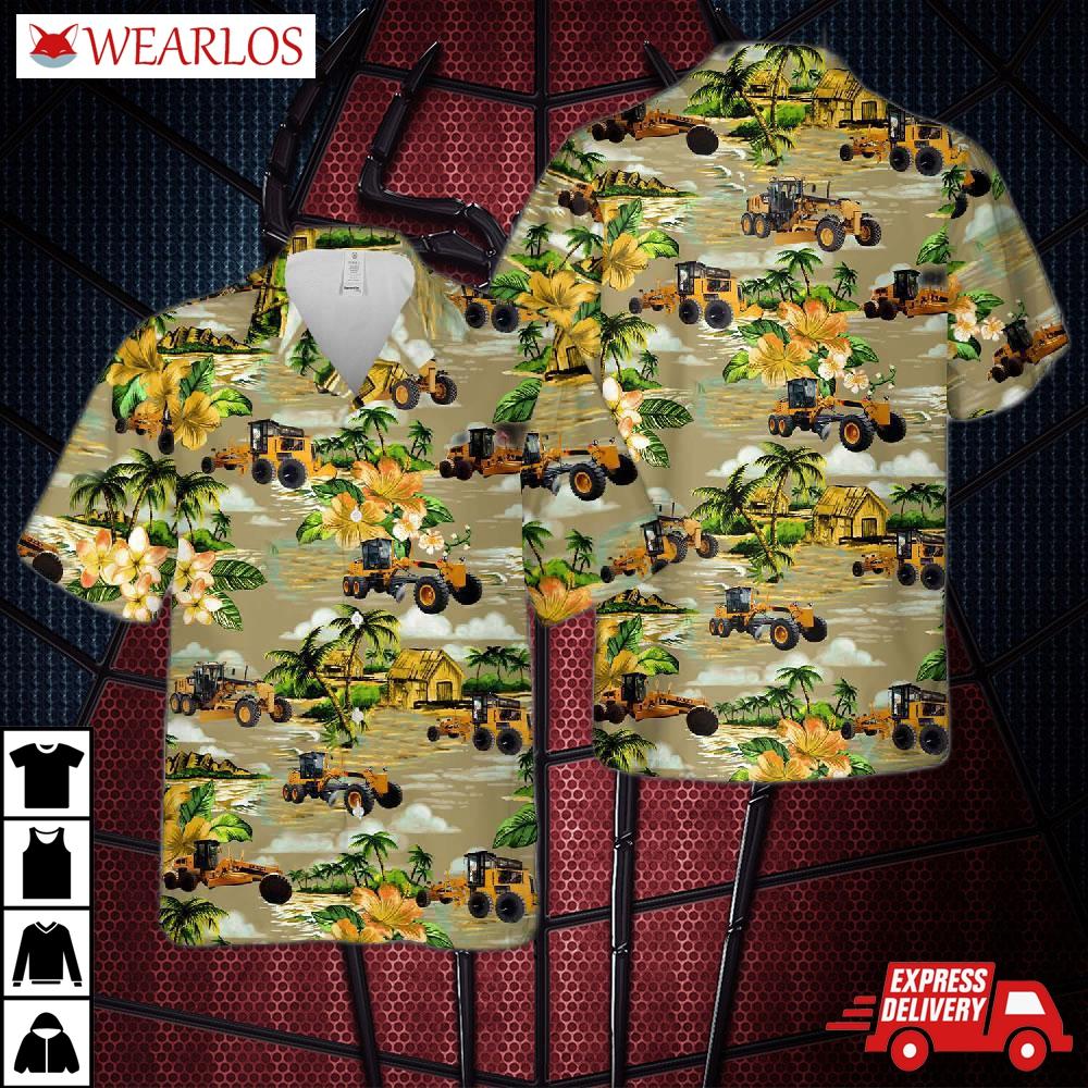 Road Construction Machine Motor Grader Hawaiian Shirt