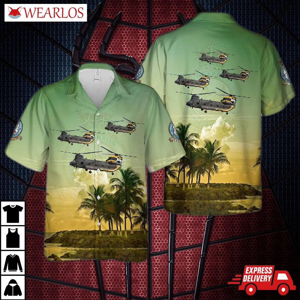 Royal Air Force Boeing Chinook Hc.4 Zh777 No. 28 Squadron Raf 100 Years Hawaiian Shirt