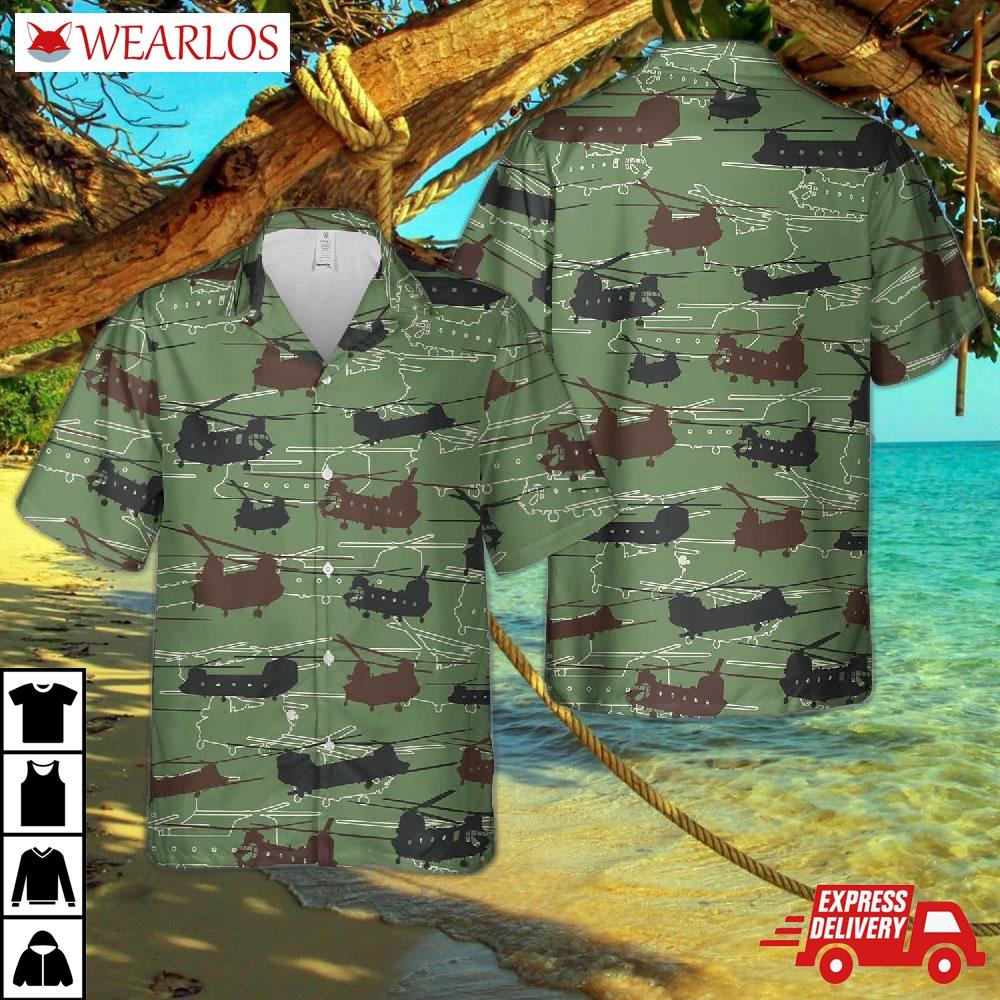 Royal Air Force Boeing Chinook Silhouette Hawaiian Shirt