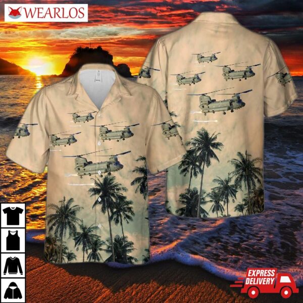 Royal Air Force Chinook Ch47 Helicopter, Za718 Bravo November Hawaiian Shirt