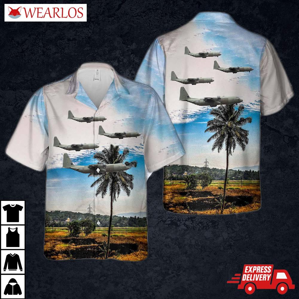 Royal Air Force Lockheed Martin C-130j-30 Hercules C4 (l-382) Zh865 Hawaiian Shirt