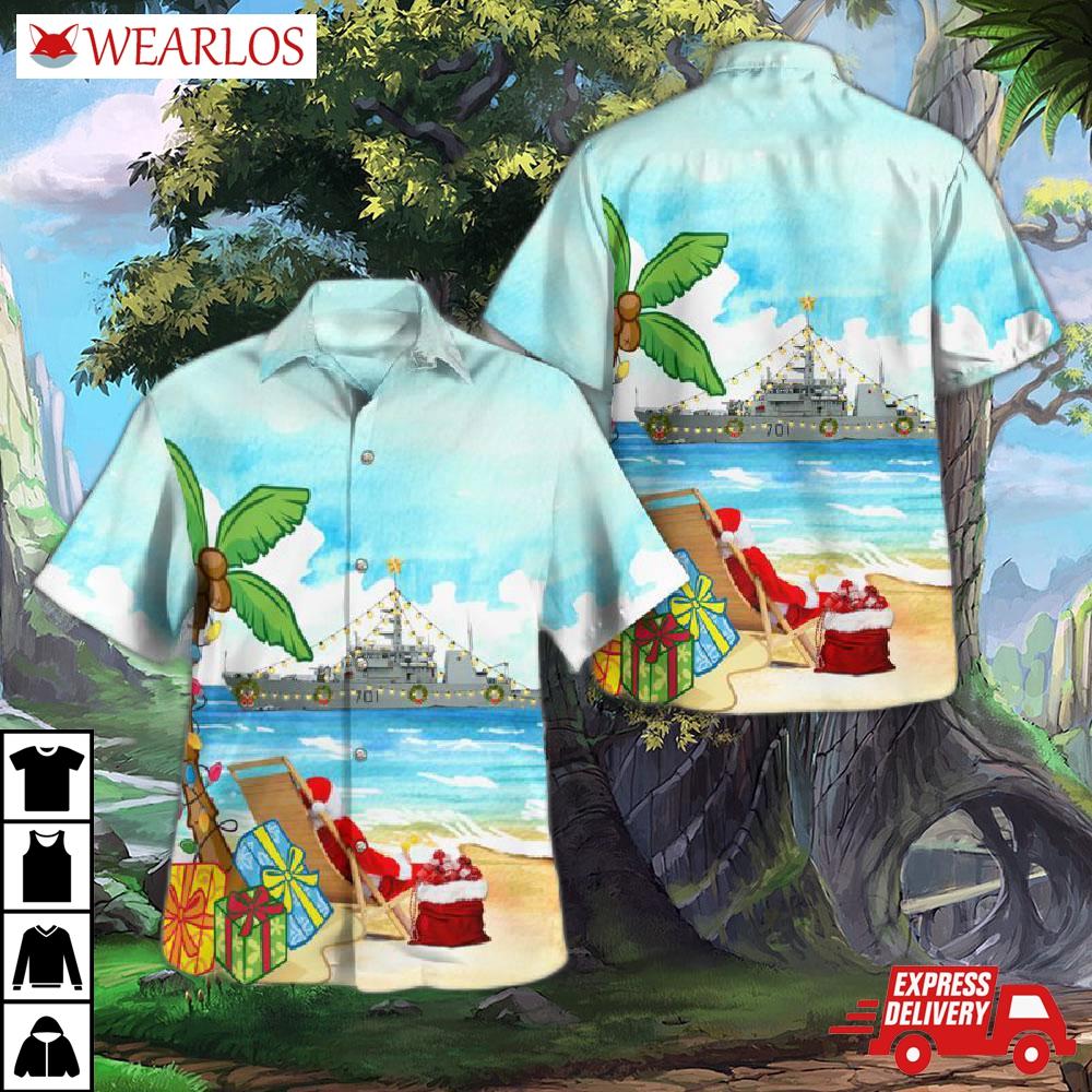 Royal Canadian Navy Hmcs Glace Bay (mm 701) Christmas Hawaiian Shirt