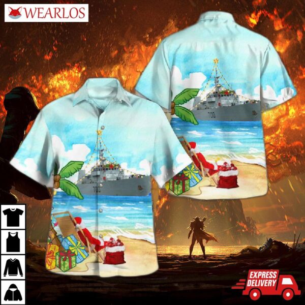 Royal Canadian Navy Hmcs Kingston (mm 700) Christmas Hawaiian Shirt