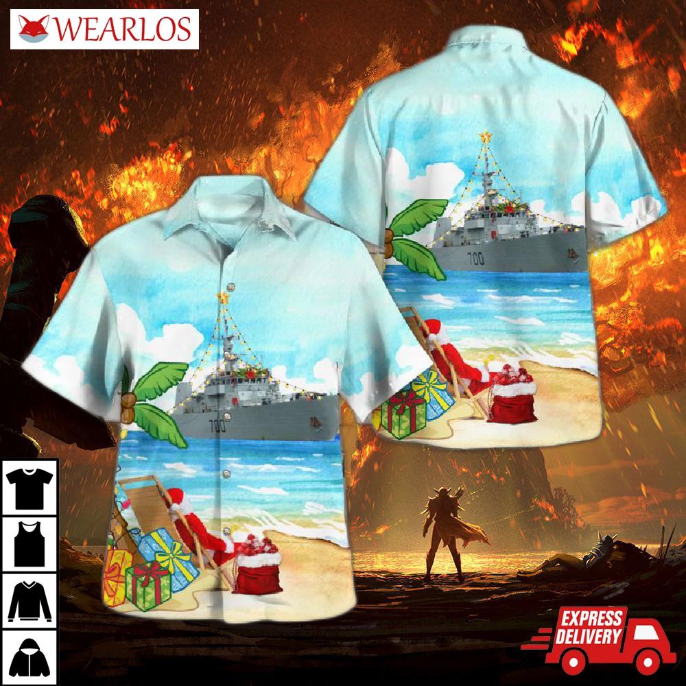 Royal Canadian Navy Hmcs Kingston (mm 700) Christmas Hawaiian Shirt