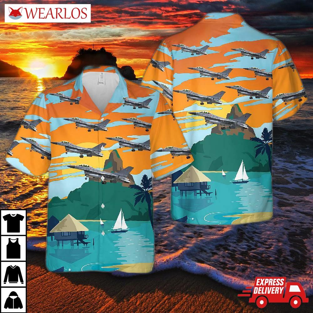 Royal Danish Air Force Eskadrille 730 F-16am Fighting Falcon (401) Hawaiian Shirt