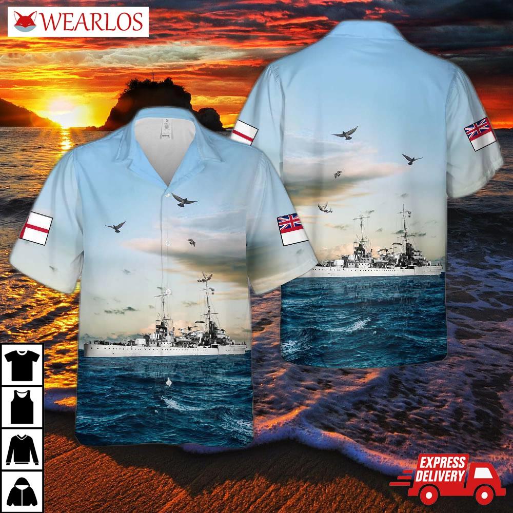 Royal Navy Hms Achilles During The Battle Of River Plate Hawaiian Shirt