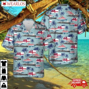 Royal Navy Hms Exeter (68) York-class Heavy Cruiser Hawaiian Shirt