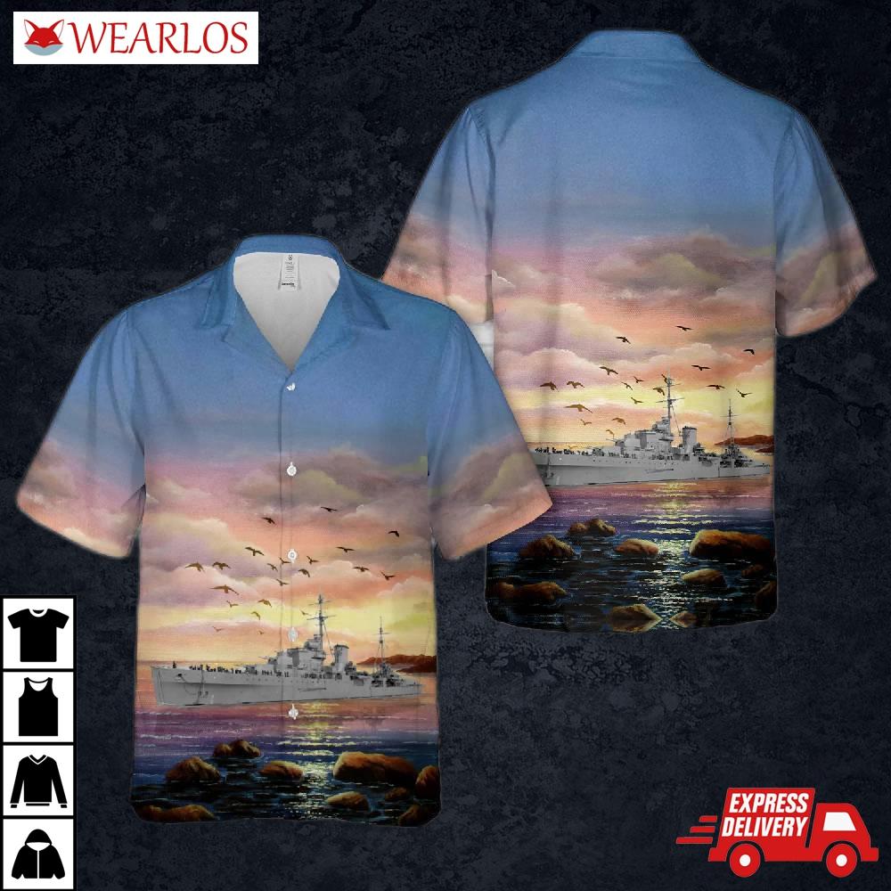 Royal Navy Hms Orion (85) Leander-class Light Cruiser In Wwii Hawaiian Shirt
