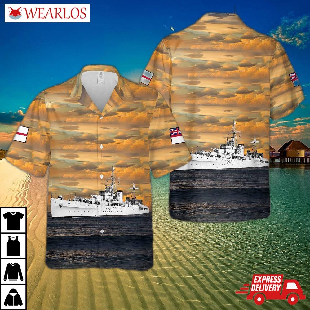Royal Navy Ins Delhi (c74) Leander-class Light Cruiser Hawaiian Shirt