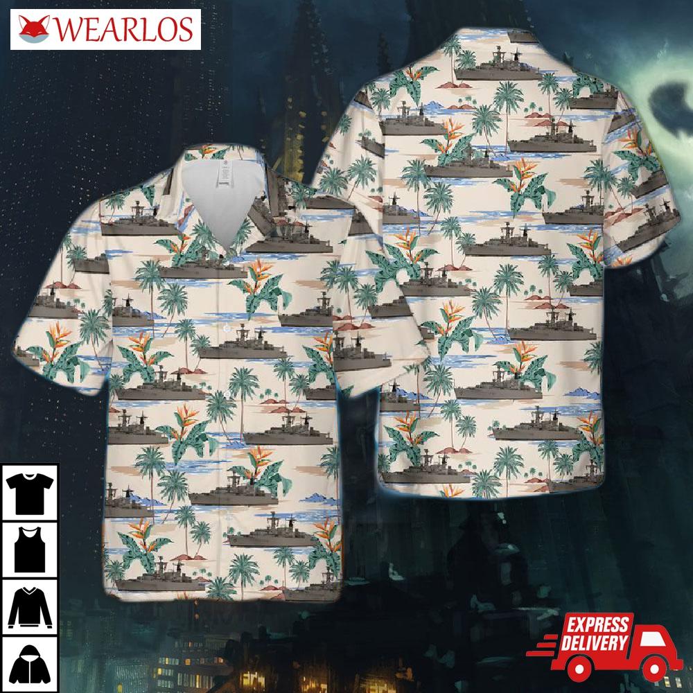Royal Navy Rn Hms Battleaxe (f89) Batch I Type 22 Frigate Hawaiian Shirt
