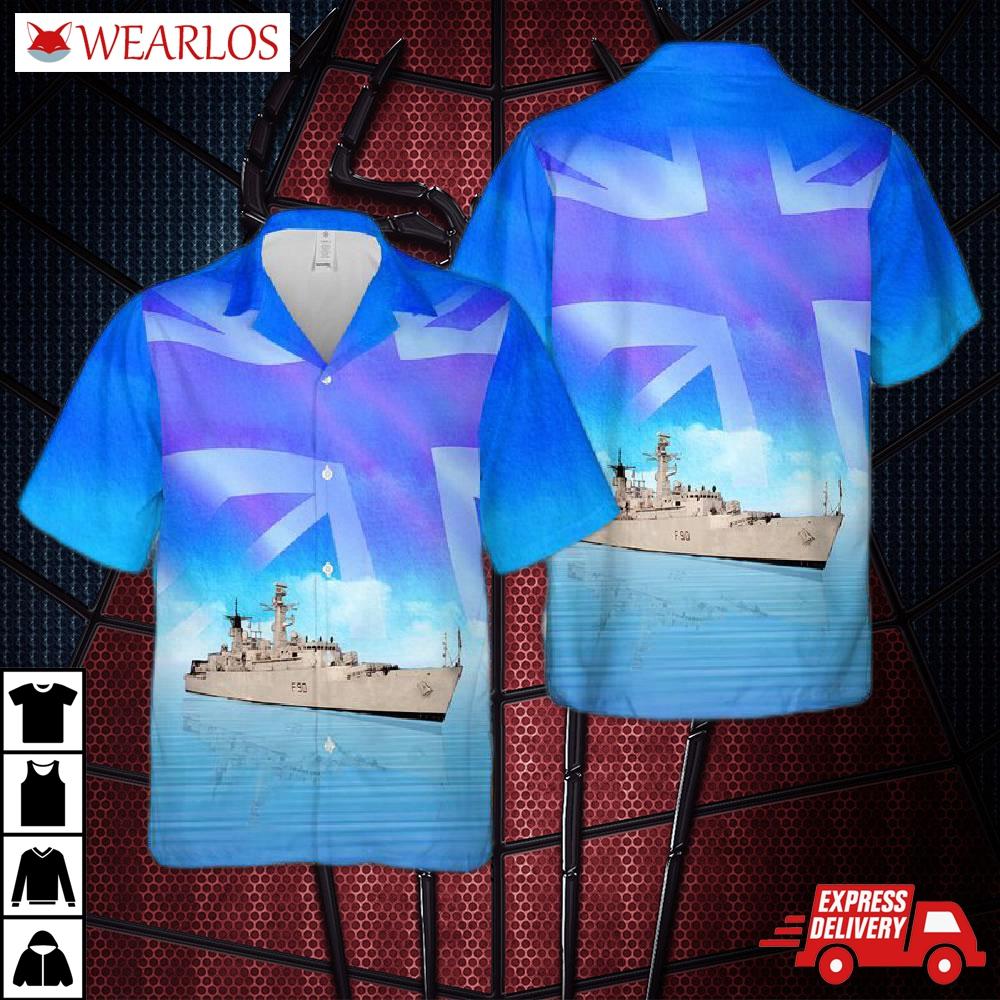 Royal Navy Rn Hms Brilliant (f90) Type 22 Frigate Hawaiian Shirt