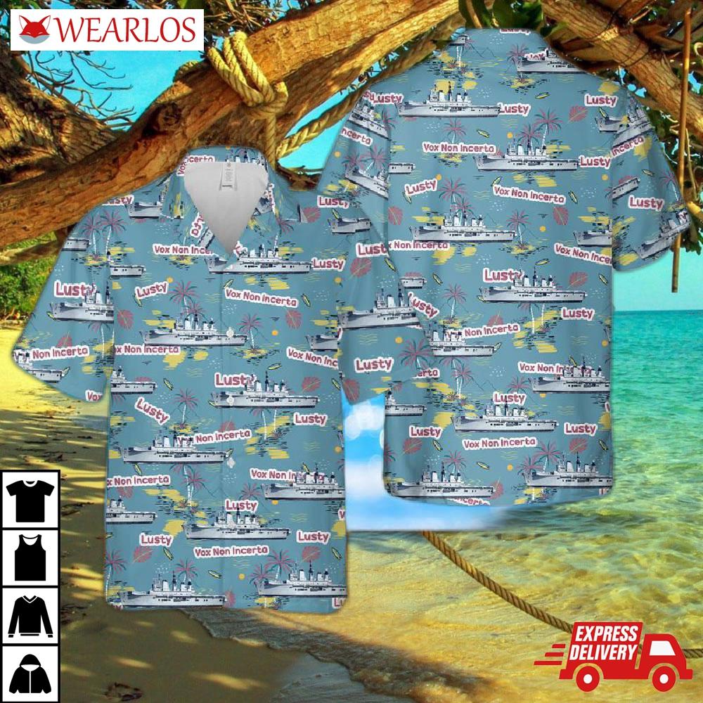 Royal Navy Rn Hms Illustrious (r06) Invincible-class Aircraft Carrier Hawaiian Shirt