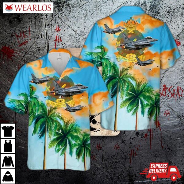 Royal Netherlands Air Force 312 Squadron F-16 Falcon Hawaiian Shirt