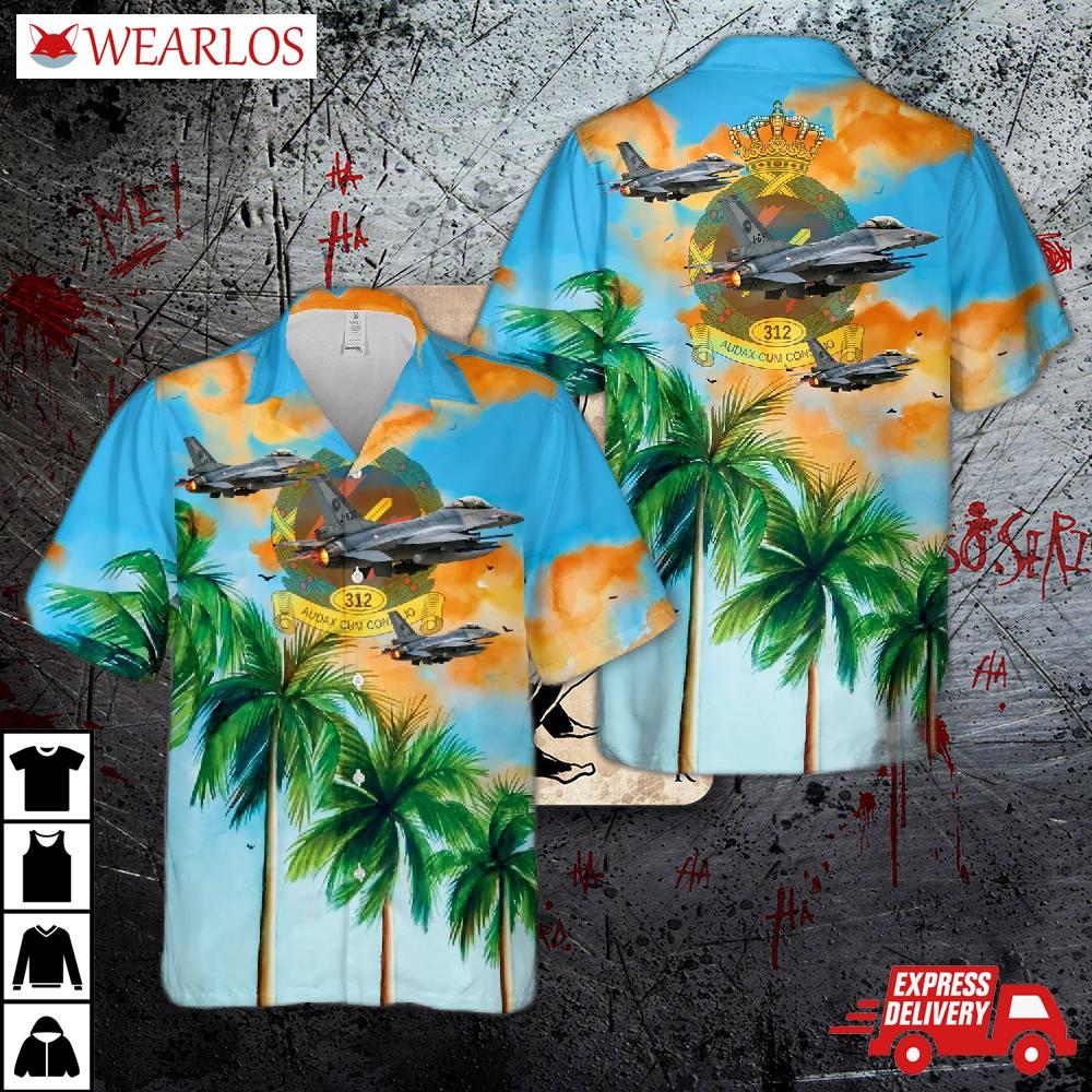 Royal Netherlands Air Force 312 Squadron F-16 Falcon Hawaiian Shirt