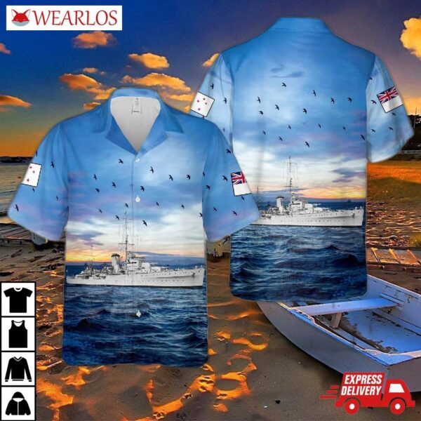 Royal New Zealand Navy Hmnzs Achilles (70) Leander-class Light Cruiser In Wwii Hawaiian Shirt