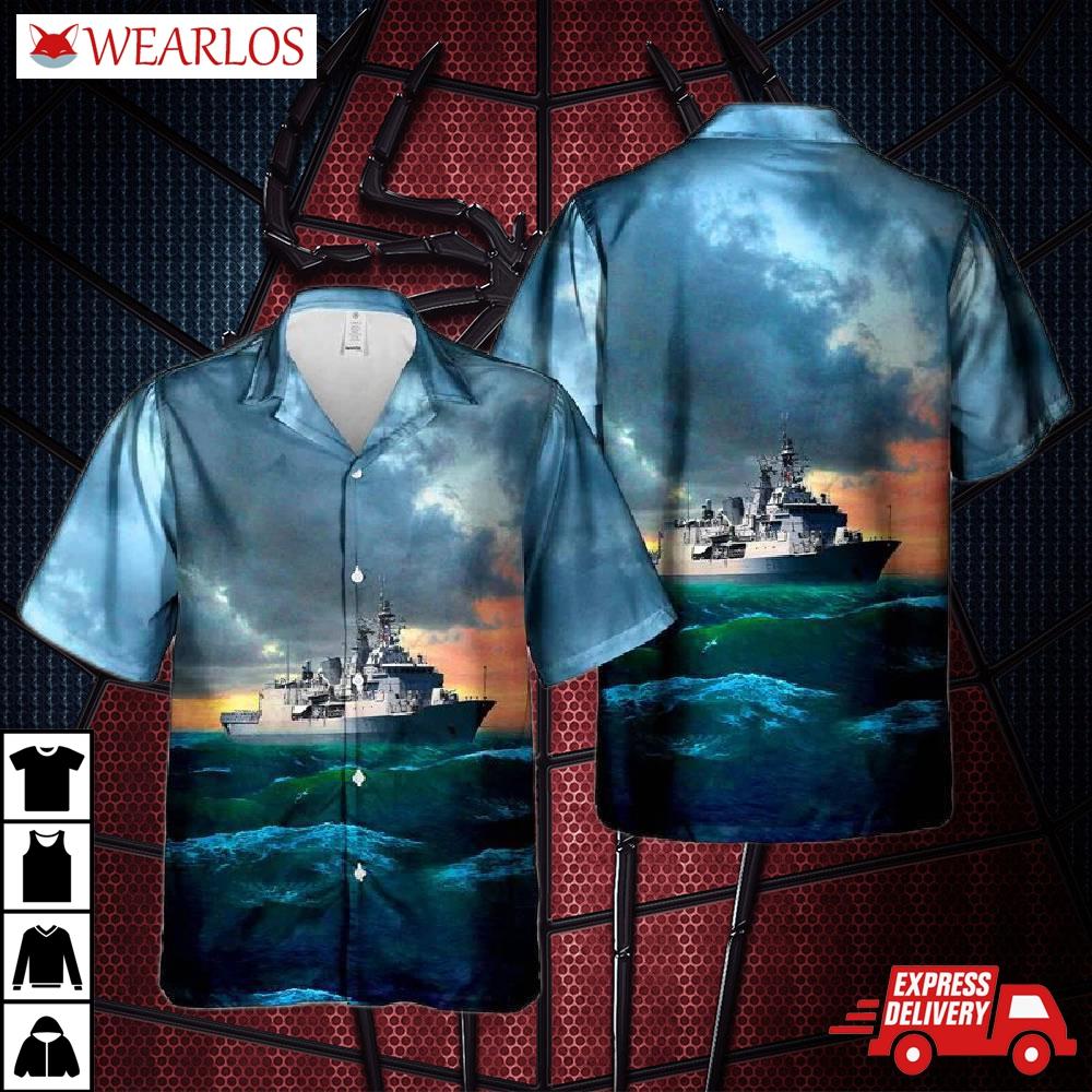 Royal New Zealand Navy Rnzn Hmnzs Te Kaha F77 Hawaiian Shirt