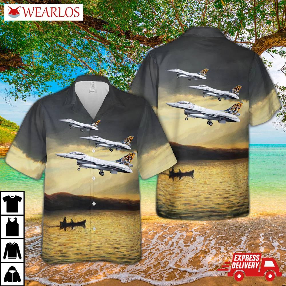 Royal Norwegian Air Force 338 Tigers Lockheed Martin F-16 Am 671 Hawaiian Shirt