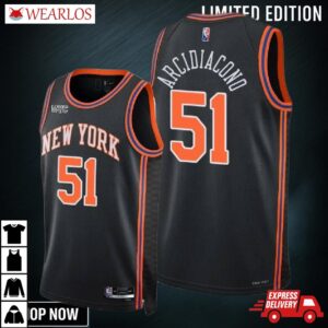 Ryan Arcidiacono 51 New York Knicks City Edition Black Jersey 75th Diamond - Men
