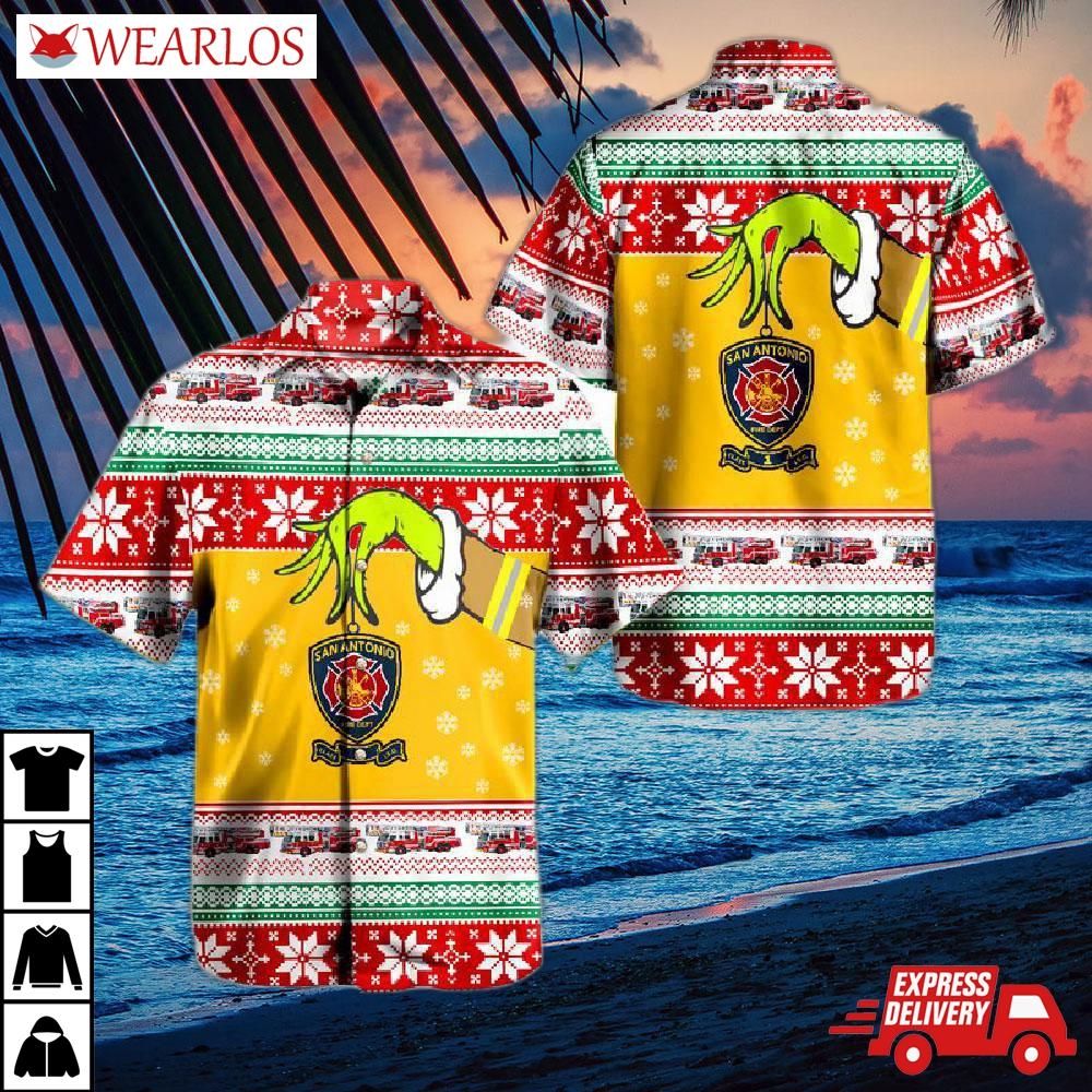 San Antonio Fire Department Aerial Platform Truck Ugly Christmas Hawaiian Shirt