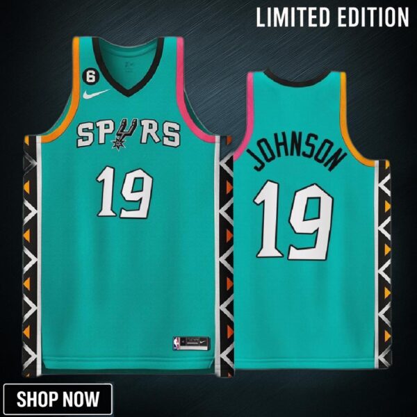 San Antonio Spurs 19 Alize Johnson Teal Jersey -23 City Edition