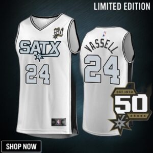 San Antonio Spurs 24 Devin Vassell Fast Break Men Jersey -23 50th Anniversary White Association Edition