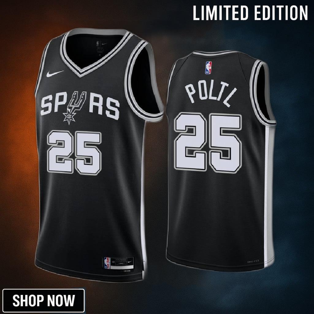 San Antonio Spurs Jakob Poltl 25 -23 Icon Edition Black Jersey Swingman