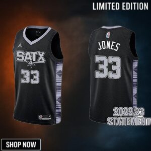 San Antonio Spurs Tre Jones 33 Black -23 Statement Edition Men Jersey