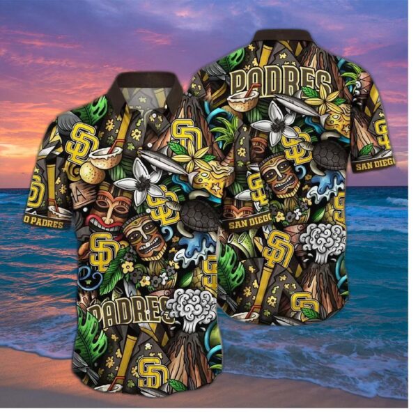 San Diego Padres Island Tiki Adventure Hawaiian Shirt