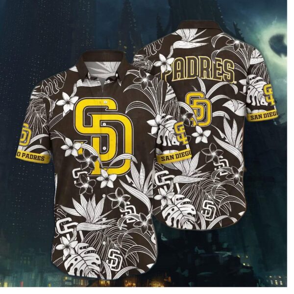 San Diego Padres Monochrome Oasis Hawaiian Shirt