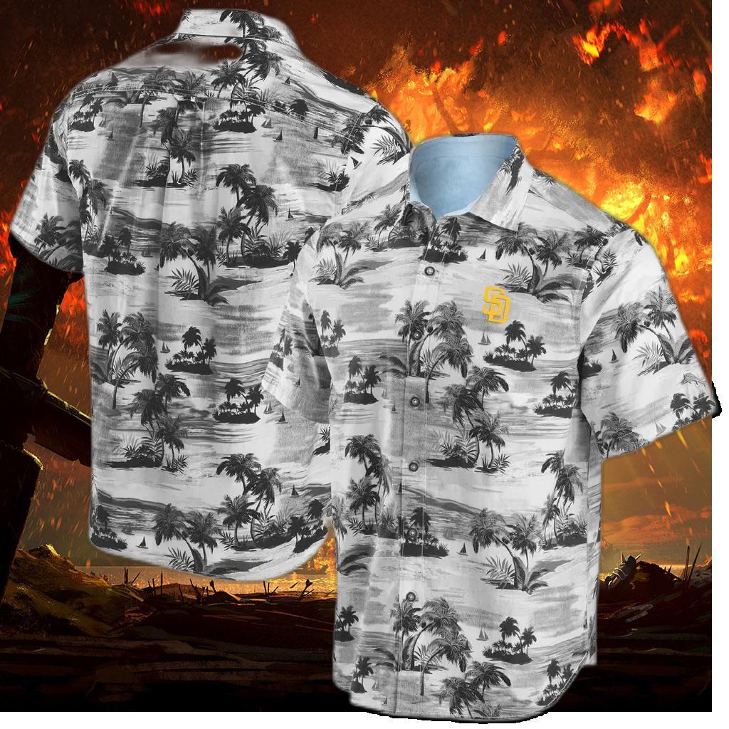 San Diego Padres Monochrome Tropics Hawaiian Shirt