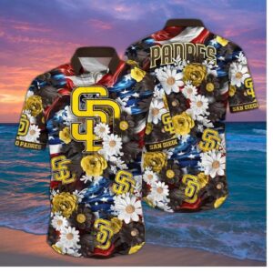San Diego Padres Patriot Blooms Hawaiian Shirt