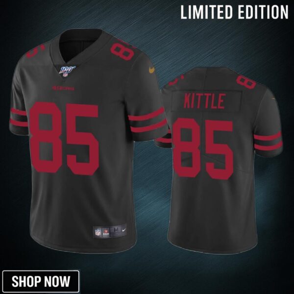 San Francisco 49ers George Kittle Black 100th Season Vapor Limited Jersey