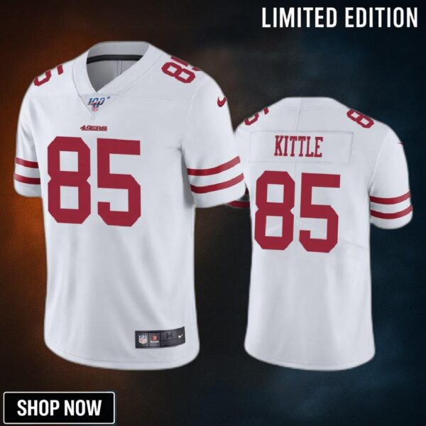 San Francisco 49ers George Kittle White 100th Season Vapor Limited Jersey
