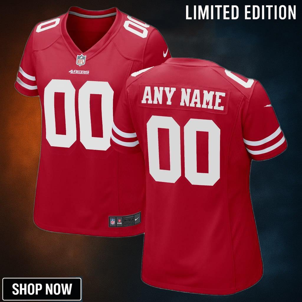 San Francisco 49ers Womens Custom Game Jersey Scarlet Jerseys Nfl