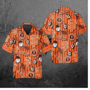 San Francisco Giants Bold Stripe Collage Hawaiian Shirt