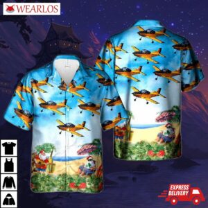 Santa Claus Royal New Zealand Air Force Rnzaf Pacific Aerospace Ct-4e Airtrainer Hawaiian Shirt
