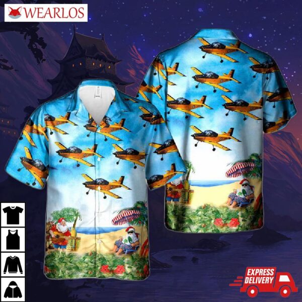 Santa Claus Royal New Zealand Air Force Rnzaf Pacific Aerospace Ct-4e Airtrainer Hawaiian Shirt